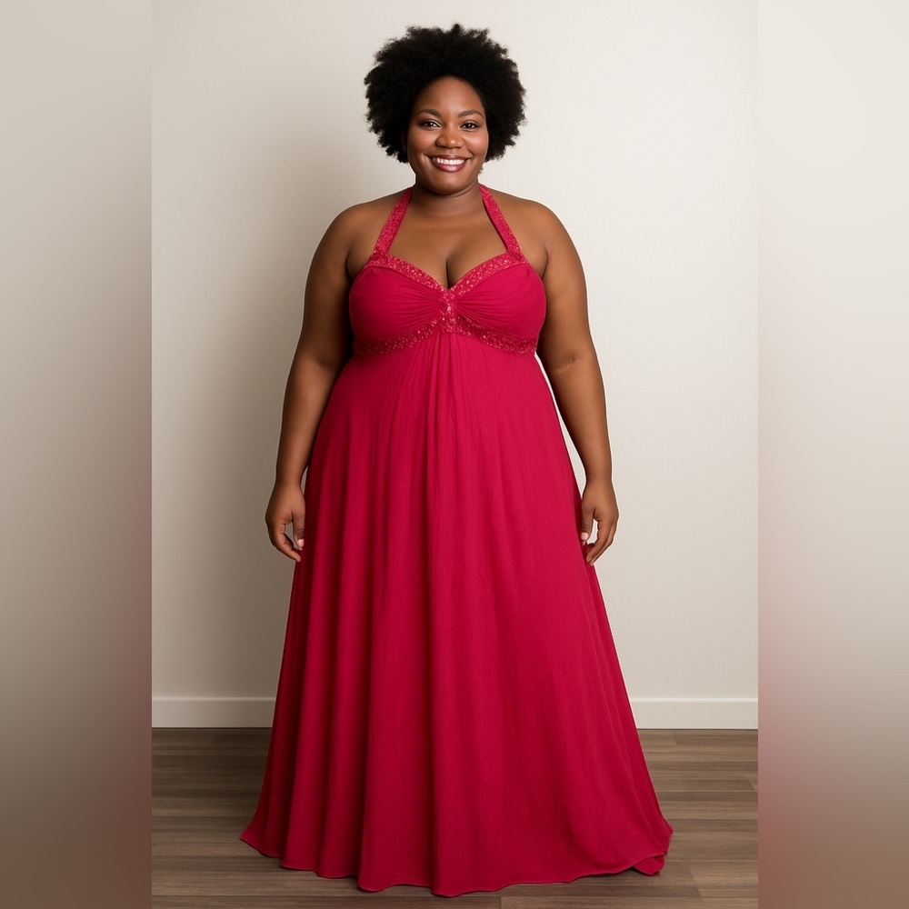 Chic Fuchsia Halter Prom Dress